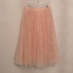Bailey 44 Tulle Lace Pink MIDI skirt SMALL